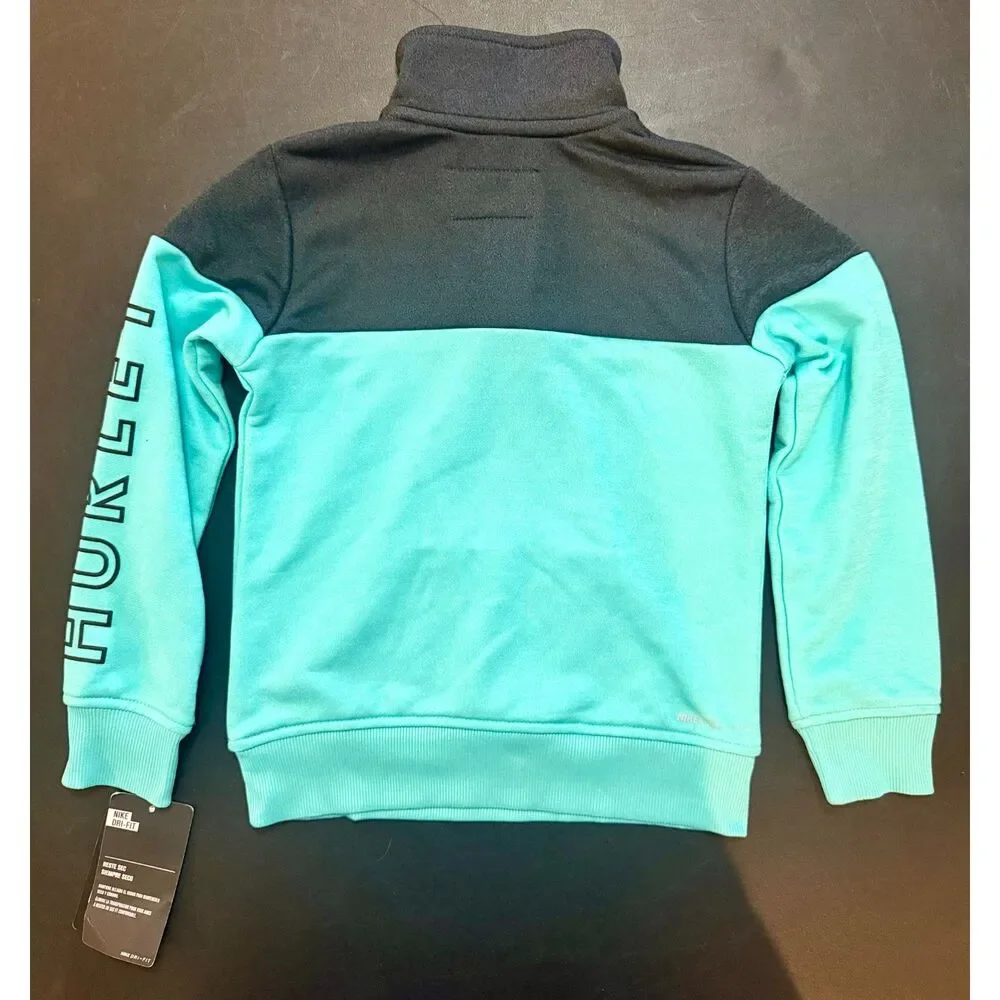 Hurley Boys Half Zip Pullover Jacket Size 4 Teal Black NWT
